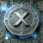 A digital silver and blue cryptocurrency coin with 'Chain XCN' embossed in the center