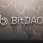 The word BitDAO against a wall with a graph